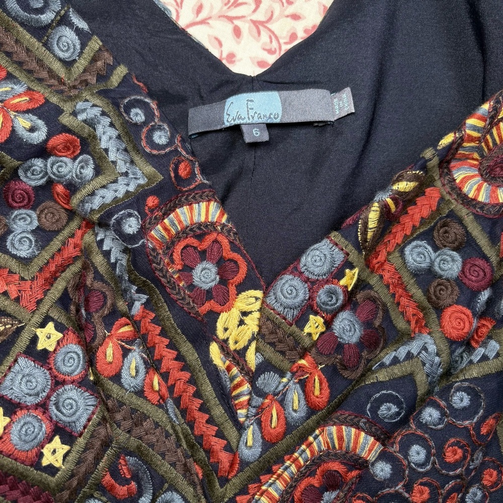 Eva Franco Anthropologie Charlotte Embroidered Fit & Flare Dress - Picture 2 of 12